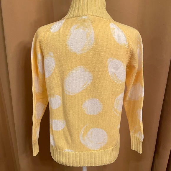 NEW! Bellacolori Yellow White Mock Neck Full Zip Cardigan Sweater Size Small - Picture 6 of 12